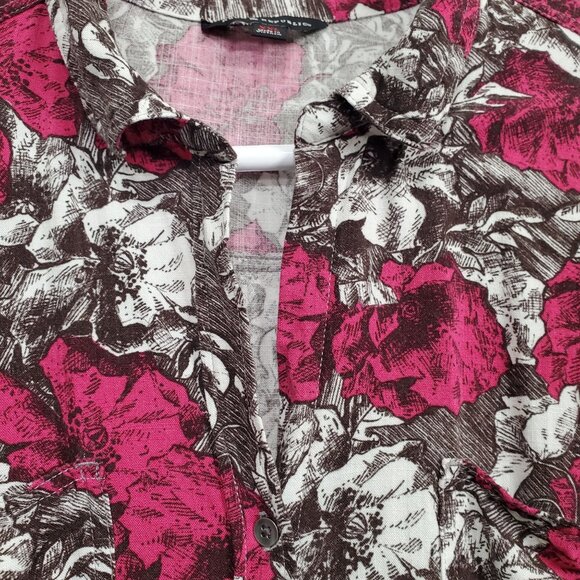 Rock & Republic Womens XXL Shirt Floral Button Up Rayon Roll Tab Light Blouse - Picture 10 of 12